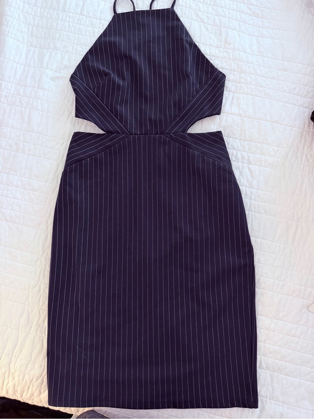 Essue Navy Blue Ribbed Halter Backless Dress Size Small